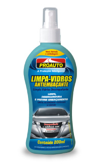 antiembacante1.jpg - Limpa vidros Antiembaçante Proauto limpa e mantêm vidros, espelhos, vitrines  com duradoura ação de limpeza elimina o embaçamento provocado por baixa temperatura e umidade do ar. Também pode ser utilizado no lar.