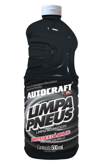 limpa_pneus_autocraft1.jpg - O Limpa Pneus Autocraft forma uma película protetora e restaura a cor de pneus, tapetes e artigos de borracha, deixando a superfície com aspecto de nova. Além de conservar, evita o ressecamento.
