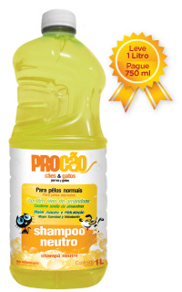 cashcarry_shampooneutro.jpg - O Shampoo Neutro Procão é um produto inovador, desenvolvido com Óleo de Andiroba, rico em propriedades emolientes. Além de limpar, o shampoo neutro Procão, trata e deixa os pêlos macios.
