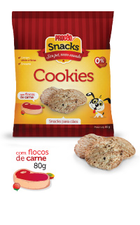 cookies_carne1.jpg - Cookies com flocos de carne, crocantes e deliciosos. Contém cálcio e fibras.