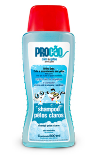 shampoo_pelos_claros.jpg - Shampoo líquido especialmente formulado para pêlos claros. Acentua a cor branca e elimina o amarelado.Proporciona uma melhor escovação e maciez para a pelagem de cães e gatos.