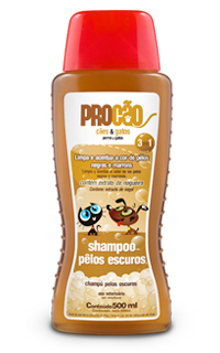 shampoo_pelos_escuros.jpg - Shampoo desenvolvido com extrato natural, que protege e acentua a cor da pelagem negra ou marrom sem agredir os fios. Além disso, combate a queda da pelagem.Sua combinação com ceramidas oferece um fortalecimento da pelagem, deixando-a macia e com brilho.
