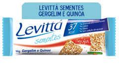 gergelim_quinoa.jpg - Gergelim, quinoa, maltodextrina, óleo de soja ou milho, cloreto de sódio, edulcorante natural maltitol ou isomalte, antiumectante bicarbonato de sódio. CONTÉM GLÚTEN.* % Valores Diários de referência com base em uma dieta de 2000 kcal, ou 8400 kJ. Seus valores diários podem ser maiores ou menores dependendo de suas necessidades energéticas ** Valores Diários não estabelecidos.Porção de 10g(1 unidade)  Quantidade por porção:                                  % V.D. (*) Valor energético 37 kcal-154Kj, Carboidratos 5,8g, dos quais: 2% Polióis, 4,4g Proteínas 0,8g, Gorduras totais 1,9g, Gorduras saturadas 0,3g, Gorduras trans 0g, Fibra alimentar 0,7g, Sódio 30mg, Cálcio 5mg.