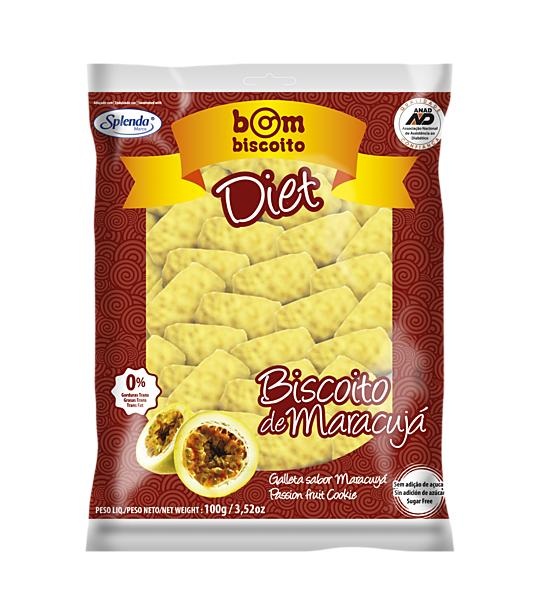 maracuja_diet.jpg - Ingredientes:Farinha de trigo, amido de milho, margarina vegetal, ovos, suco de maracujá, polidextrose, edulcorante artificial lactiol e edulcorante artificial de sucralose.Diabéticos:Contém: glicose 1,15g - sacarose 1,75 em cada 100g do produto proveniente da matéria prima.Contém Glúten
