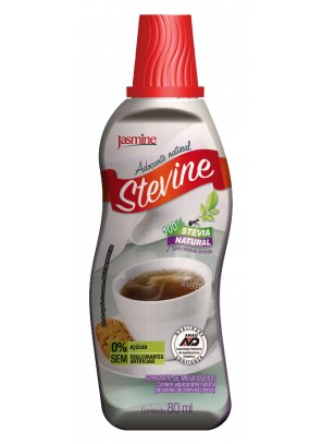 ADOCANTE_gotas.png - Stevine líquido100% Natural Sem residual amargo Sem edulcorantes artificiais Zero calorias Sem lactose Alto poder dulçor Pode ser utilizado em alimentos quentes e frios Ingredientes: Água, edulcorante natural glicosídeo de esteviol, conservantes benzoato de sódio e sorbato de potássio e acidulante ácido cítrico. NÃO CONTÉM GLÚTEN. Frasco de 80ml.