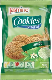 COOKIE_limao.png - Cookies Integrais LimãoRico em fibras e ferroLivre de Gorduras Trans Ingredientes: Farinha de trigo integral, farinha de trigo fortificada com ferro e ácido fólico, melado de cana, açúcar mascavo, óleos vegetais (palma, milho e girassol), amido de milho, flocos de limão, maltodextrina, agentes de crescimento (fosfato monocálcico, bicarbonato de sódio, bicarbonato de amônio), estabilizante natural lecitina de soja e aromas. Contém glúten.Disponível na versão: 200g