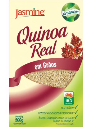 QUINOA_graos.png - QUINOA REAL ORGÂNICA EM GRÃOSContém aminoácidos essenciais e ácidos graxos poliinsaturados Ômega 3 e Ômega 6.Contém fibras, sais minerais (ferro, magnésio, fósforo, potássio, sódio, zinco, cobre e manganês) e vitaminas (B1, B2, B3, B5 e E). Ótima fonte de proteína. Ingredientes: Grãos de quinoa integral orgânica. (Chenopodium quinoa).NÃO CONTÉM GLÚTEN
