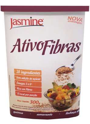 ativo-fibras.png - RAÇÃO HUMANAINGREDIENTES250 g de fibra de trigo;125 g de leite de soja em pó;125 g de linhaça marrom;100 g de açúcar mascavo;100 g de aveia em flocos;100 g de gergelim com casca;75 g de gérmen de trigo;50 g de gelatina sem sabor comprada em casa de produtos naturais;25 g de guaraná em pó;25 g de levedo de cerveja;25 g de cacau em póMODO DE PREPAROMisture bem todos os ingredientes da receita, deposite em um pote, feche direitinho e guarde na geladeira. A receita rende 1 kg